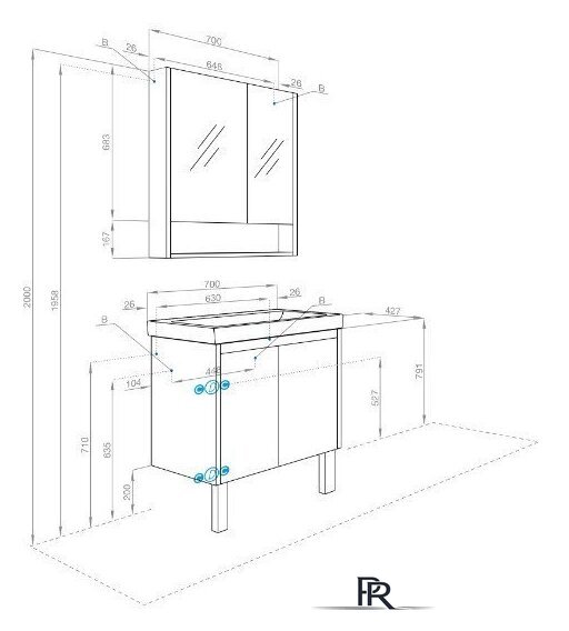  Акватон Тумба под умывальник Сканди Doors 70 1A278901SDZ90 (белый/дуб рустикальный) - Изображение №6 — Интернет-магазин ПроЗаказ