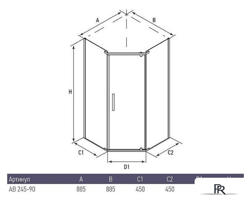 Душевой уголок Alex Baitler AB245-90 100x200 - Изображение №2 — Интернет-магазин ПроЗаказ