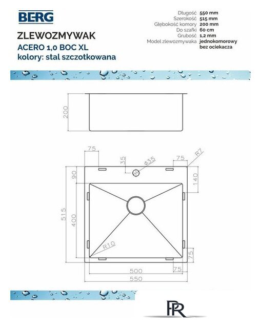 Кухонная мойка Berg Acero stal AceroXL - Изображение №5 — Интернет-магазин ПроЗаказ