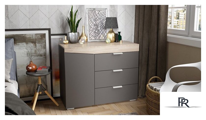Комод Трия Тип 1 (дуб сонома/графит серый) - Изображение №1 — Интернет-магазин ПроЗаказ