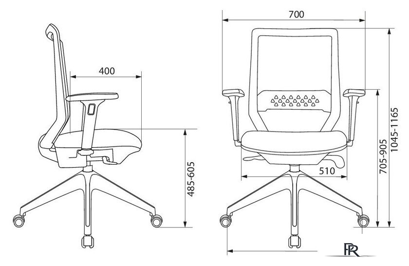 Офисное кресло Бюрократ MC-W611NL (серый TW-04/ткань 38-417/пластик белый) - Изображение №17 — Интернет-магазин ПроЗаказ