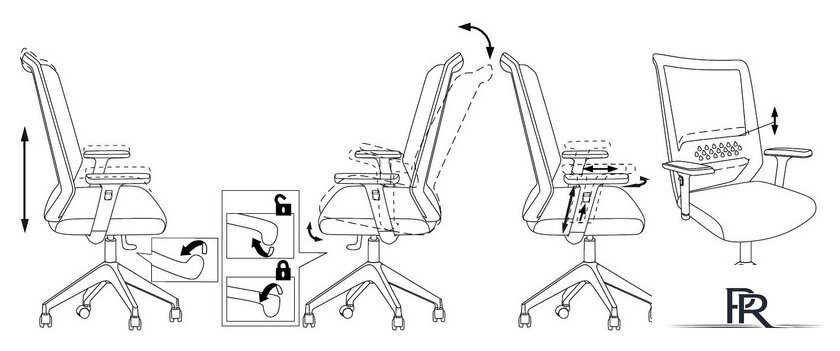Офисное кресло Бюрократ MC-W611NL (серый TW-04/ткань 38-417/пластик белый) - Изображение №18 — Интернет-магазин ПроЗаказ