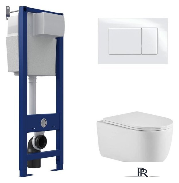 Унитаз подвесной Berges Wasserhaus Tornas Rimless + Atom 410 АТ-043331 (с кнопкой Atom белый) - Изображение №1 — Интернет-магазин ПроЗаказ