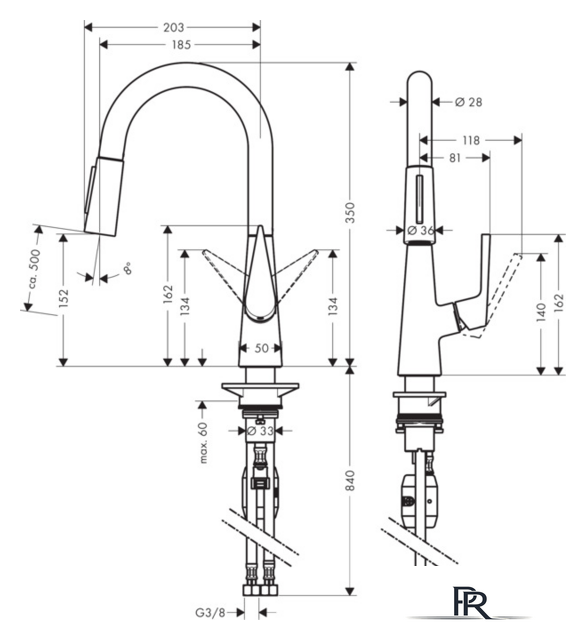 Смеситель Hansgrohe Talis S 72815800 (нержавеющая сталь) - Изображение №2 — Интернет-магазин ПроЗаказ