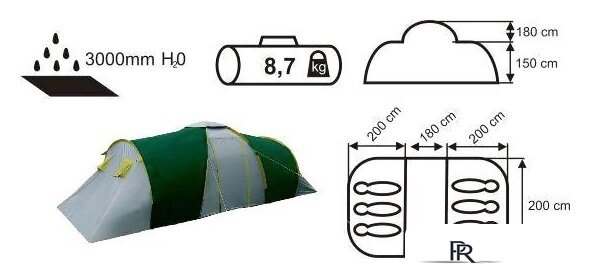 Кемпинговая палатка Acamper Nadir 6 (зеленый) - Изображение №5 — Интернет-магазин ПроЗаказ