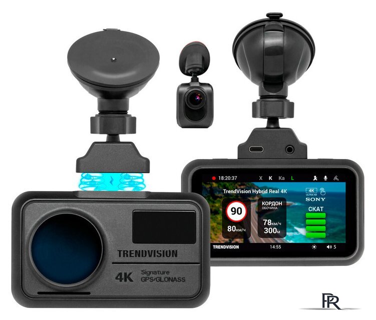 Видеорегистратор-радар детектор-GPS информатор (3в1) TrendVision Hybrid Signature Real 4K 2CH - Изображение №1 — Интернет-магазин ПроЗаказ