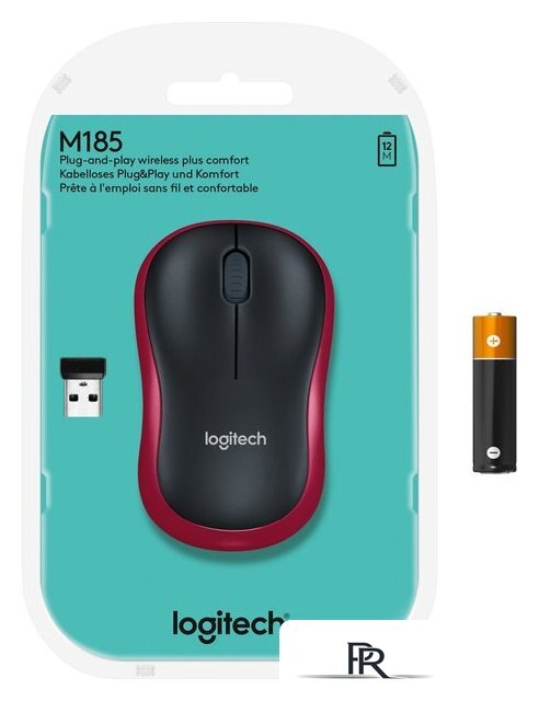 Мышь Logitech M185 (черный/красный) - Изображение №7 — Интернет-магазин ПроЗаказ