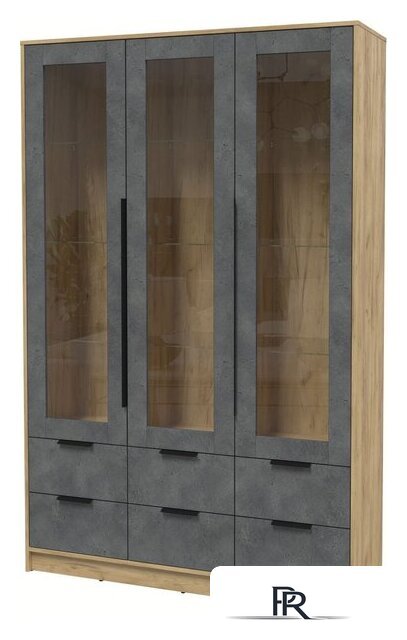 Шкаф-витрина Интерлиния Концепт КТ-ШВ3 (бетон портленд/дуб золотой) - Изображение №1 — Интернет-магазин ПроЗаказ