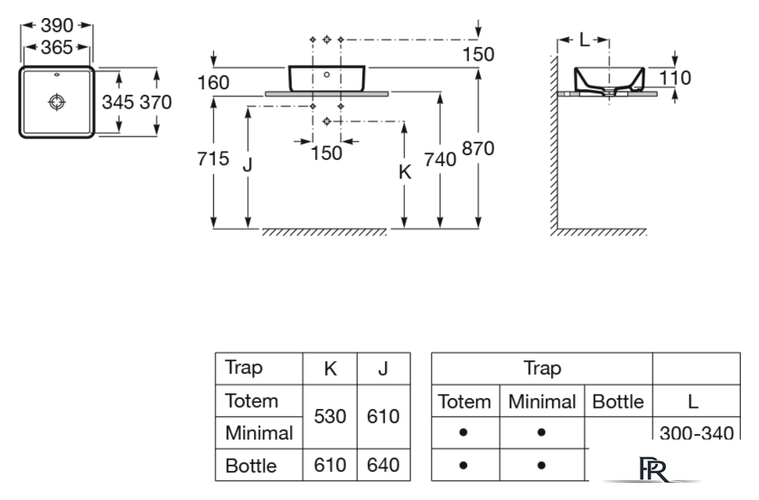 Умывальник Roca The Gap Square A3270ML000 - Изображение №2 — Интернет-магазин ПроЗаказ