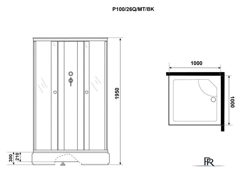 Душевая кабина Niagara Promo P100/26Q/MT/BK 100x100x195 - Изображение №5 — Интернет-магазин ПроЗаказ