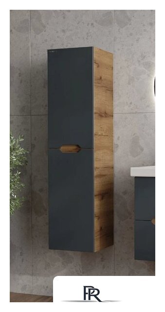  Onika Шкаф-полупенал для ванной Айленд 30 403087 (графит/дуб крафт золотой) - Изображение №1 — Интернет-магазин ПроЗаказ