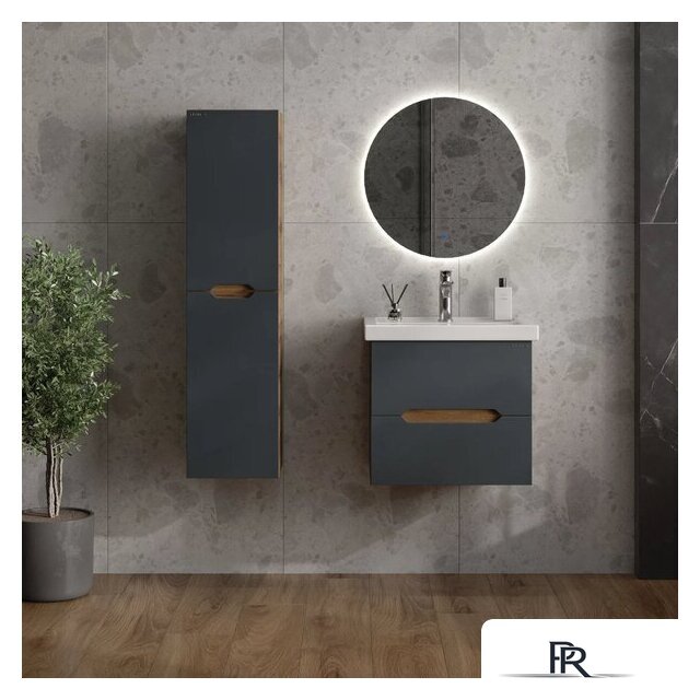  Onika Шкаф-полупенал для ванной Айленд 30 403087 (графит/дуб крафт золотой) - Изображение №8 — Интернет-магазин ПроЗаказ