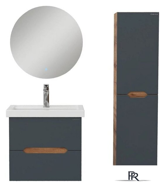  Onika Шкаф-полупенал для ванной Айленд 30 403087 (графит/дуб крафт золотой) - Изображение №6 — Интернет-магазин ПроЗаказ