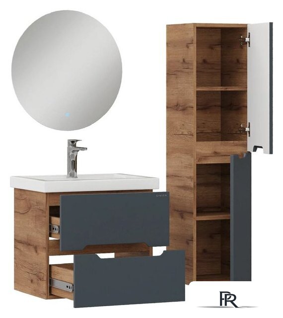  Onika Шкаф-полупенал для ванной Айленд 30 403087 (графит/дуб крафт золотой) - Изображение №7 — Интернет-магазин ПроЗаказ