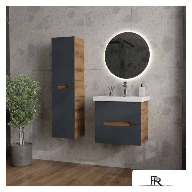  Onika Шкаф-полупенал для ванной Айленд 30 403087 (графит/дуб крафт золотой) - Изображение №9 — Интернет-магазин ПроЗаказ