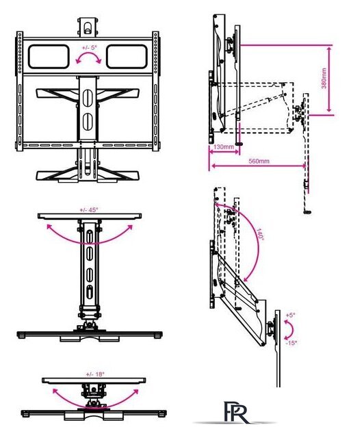 Кронштейн для телевизора Kromax ATLANTIS-99 (черный) - Изображение №12 — Интернет-магазин ПроЗаказ
