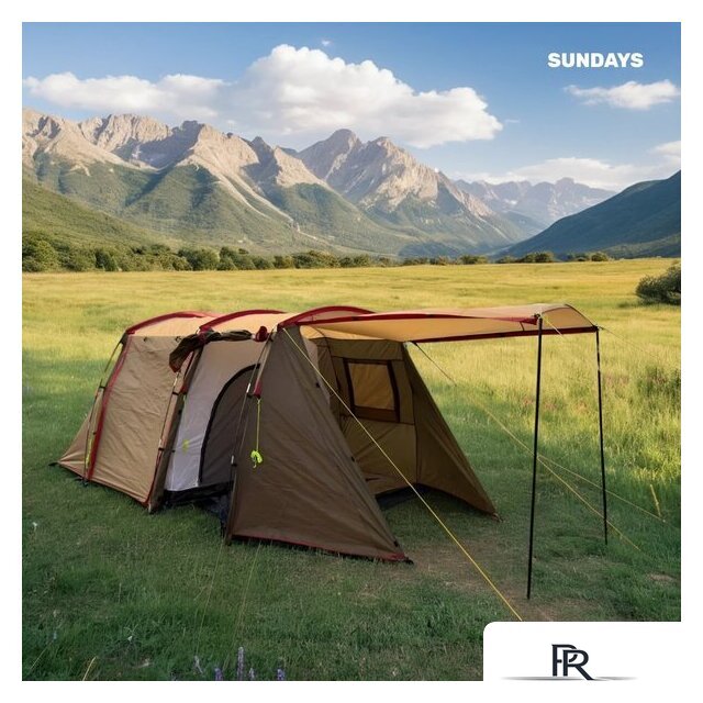 Кемпинговая палатка Sundays ZC-TT105-4 (серебристый/коричневый край) - Изображение №5 — Интернет-магазин ПроЗаказ