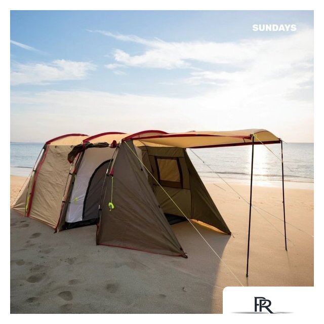 Кемпинговая палатка Sundays ZC-TT105-4 (серебристый/коричневый край) - Изображение №7 — Интернет-магазин ПроЗаказ