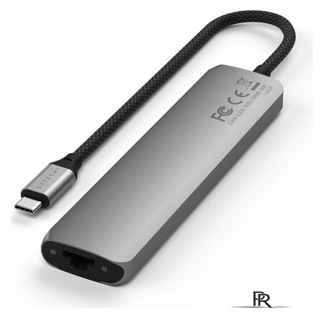 Док-станция Satechi 7-in-1 USB-C Slim Multiport Adapter with Ethernet ST-P7SM (серый) - Изображение №3 — Интернет-магазин ПроЗаказ