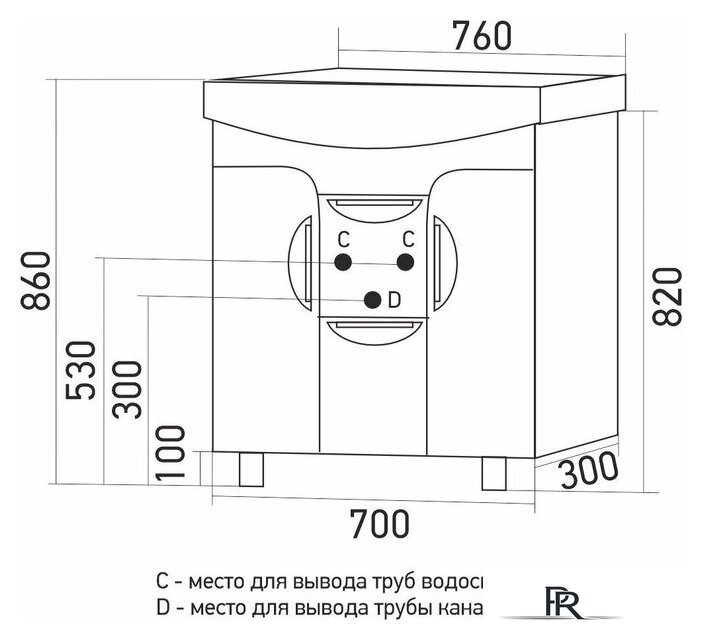  Mixline Тумба с умывальником Кассиопея 75 529563 + Элеганс 75 - Изображение №6 — Интернет-магазин ПроЗаказ