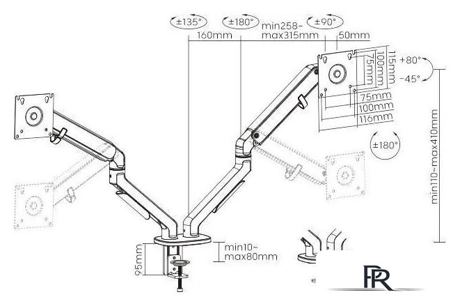 Кронштейн для телевизора Ultramounts UM735BL (черный/серый) - Изображение №7 — Интернет-магазин ПроЗаказ