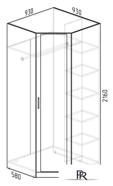Шкаф распашной Интермебель Марсель 1 зеркало МР-10 (графит серый) - Изображение №4 — Интернет-магазин ПроЗаказ