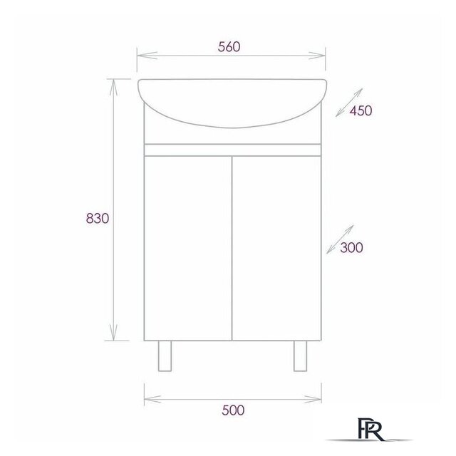  Onika Тумба под умывальник Милтон 55 105560 - Изображение №6 — Интернет-магазин ПроЗаказ