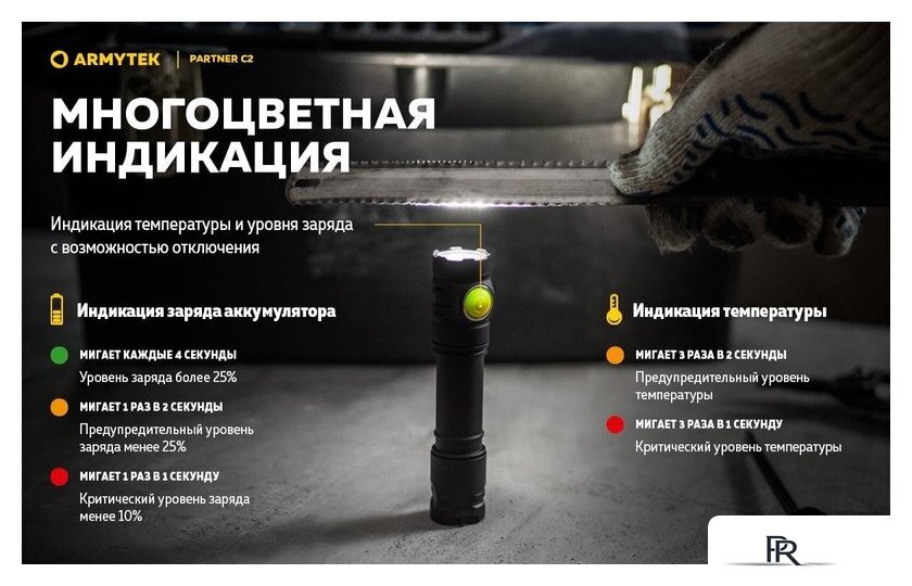 Фонарь Armytek Partner C2 Magnet USB (теплый) - Изображение №24 — Интернет-магазин ПроЗаказ