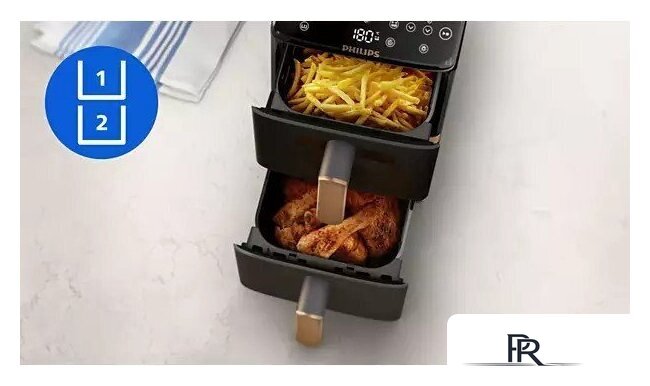 Аэрогриль (аэрофритюрница) Philips Ovi Stacked Dual Basket NA462/70 - Изображение №3 — Интернет-магазин ПроЗаказ