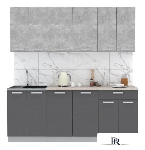 Готовая кухня Интерлиния Мила Лайт 2.0-60 (бетон-антрацит-травертин) - Изображение №1 — Интернет-магазин ПроЗаказ