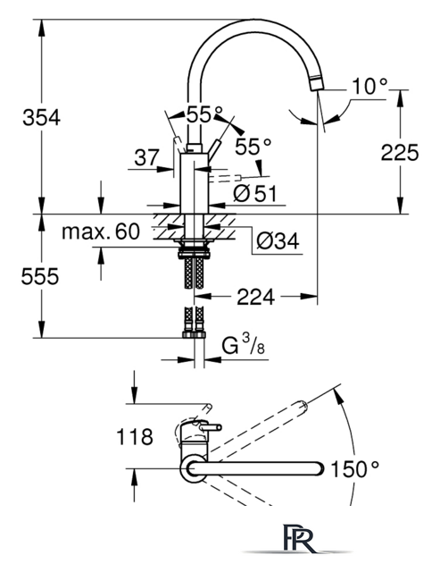 Смеситель Grohe Concetto 32661DC3 (стальной) - Изображение №3 — Интернет-магазин ПроЗаказ