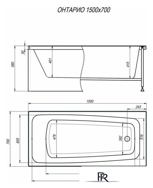 Ванна Alex Baitler Ontario 150x70 - Изображение №3 — Интернет-магазин ПроЗаказ