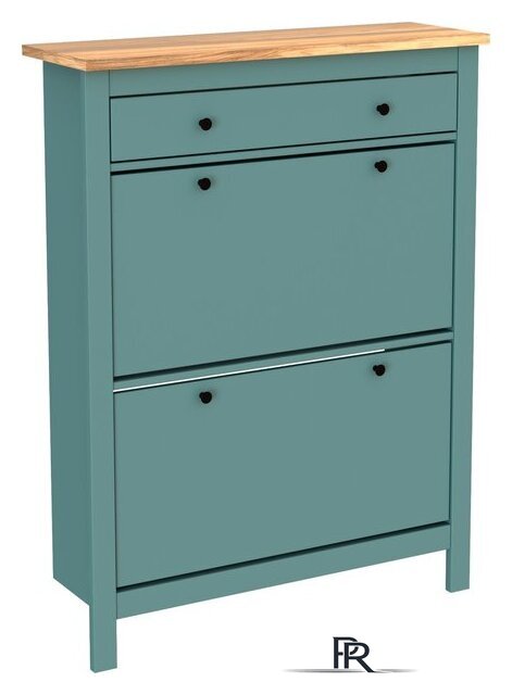 Тумба для обуви Mio Tesoro Сага 92x122 2.08.10.190.16 (темно-бирюзовый/ясень) - Изображение №1 — Интернет-магазин ПроЗаказ