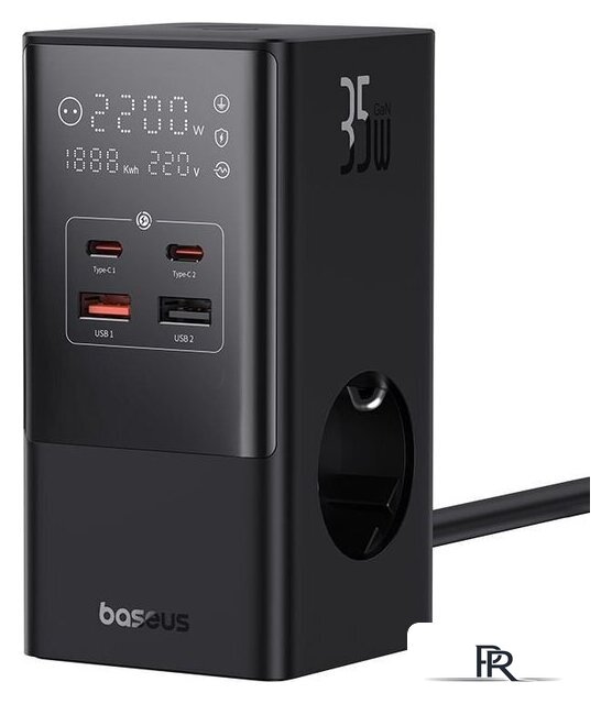 Сетевое зарядное Baseus PowerCombo Tower PowerStrip 3AC2+U2+С 35W CCGAN35-S3ACE - Изображение №2 — Интернет-магазин ПроЗаказ