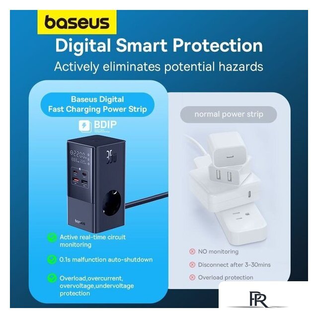 Сетевое зарядное Baseus PowerCombo Tower PowerStrip 3AC2+U2+С 35W CCGAN35-S3ACE - Изображение №12 — Интернет-магазин ПроЗаказ