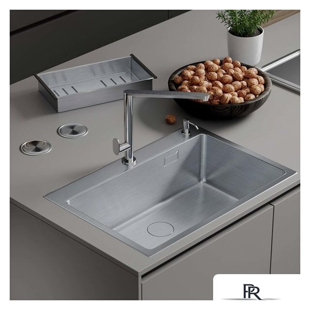 Кухонная мойка Roxen Simple 560220-70 сатин (с коландером и дозатором) - Изображение №1 — Интернет-магазин ПроЗаказ