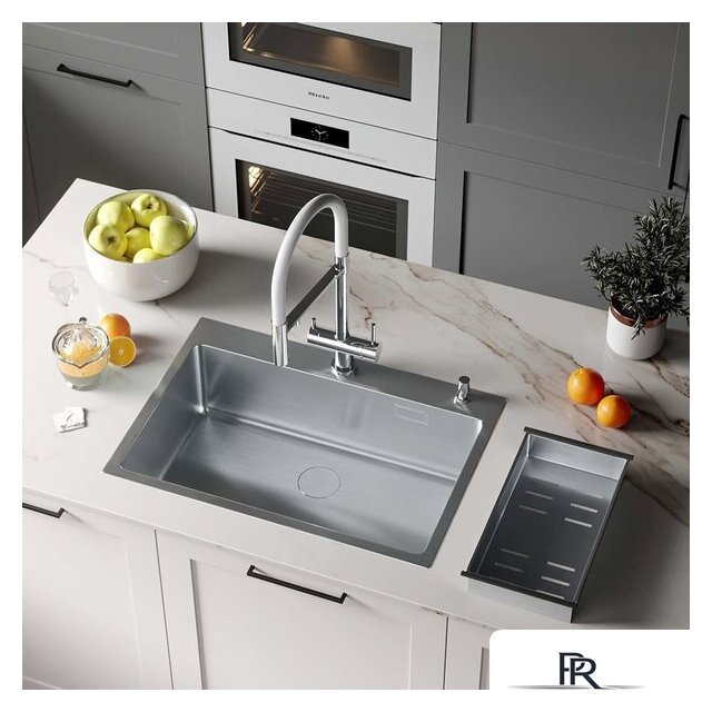 Кухонная мойка Roxen Simple 560220-70 сатин (с коландером и дозатором) - Изображение №2 — Интернет-магазин ПроЗаказ