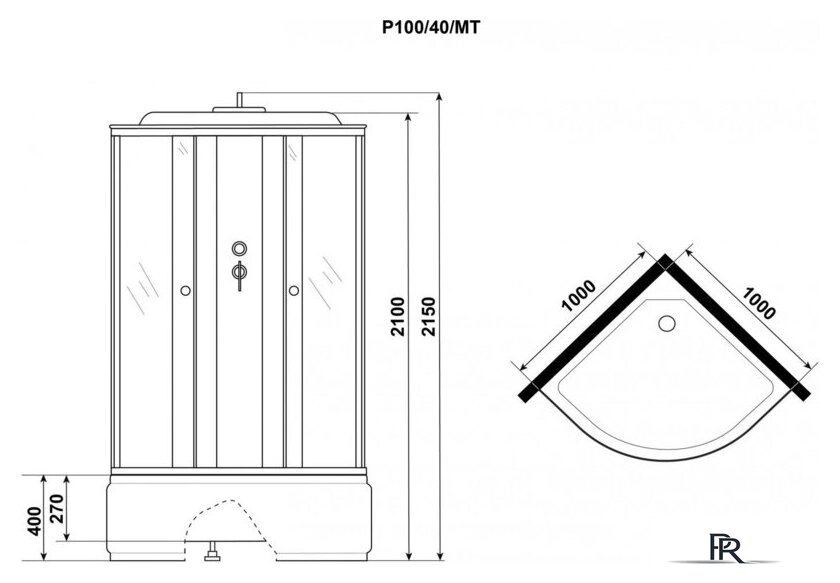 Душевая кабина Niagara Promo P100/40/MT 100x100x215 - Изображение №10 — Интернет-магазин ПроЗаказ