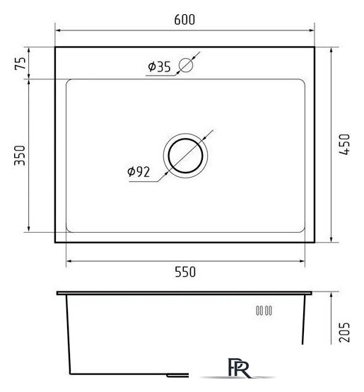 Кухонная мойка GranFest Metal нержавеющая сталь AISI 304 PVD GF-6045 Графит (с сифоном) - Изображение №4 — Интернет-магазин ПроЗаказ