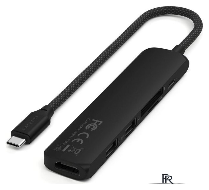 Док-станция Satechi 6-in-1 USB-C Slim Multiport Adapter ST-P6SK (черный) - Изображение №3 — Интернет-магазин ПроЗаказ