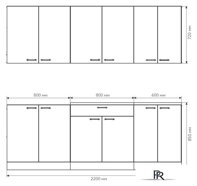 Готовая кухня Агута Альфа 2.2 (скандинавское дерево/скандинавское дерево/опал светлый) - Изображение №2 — Интернет-магазин ПроЗаказ