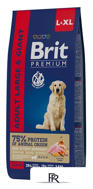 Сухой корм для собак Brit Premium Dog Adult Large and Giant для взрослых собак крупных и гигантских пород с курицей 15 кг - Изображение №1 — Интернет-магазин ПроЗаказ