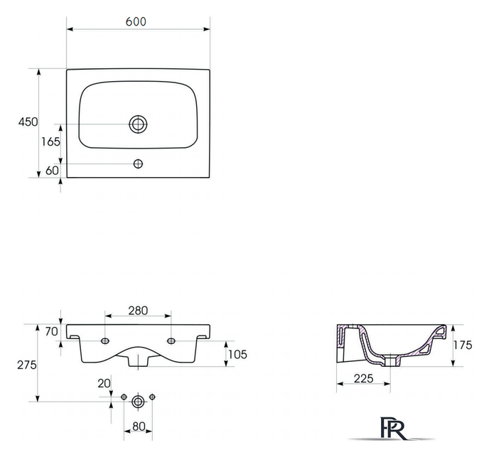 Умывальник Cersanit Moduo 60 UM-MOD60/1 - Изображение №4 — Интернет-магазин ПроЗаказ