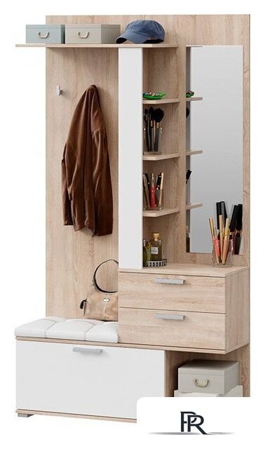 Стенка Трия Эрика комбинированная (дуб сонома/белый) - Изображение №1 — Интернет-магазин ПроЗаказ