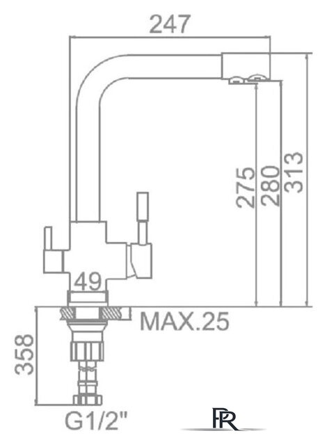Смеситель Gerhans HU01K4055-3-25 (оникс) - Изображение №2 — Интернет-магазин ПроЗаказ