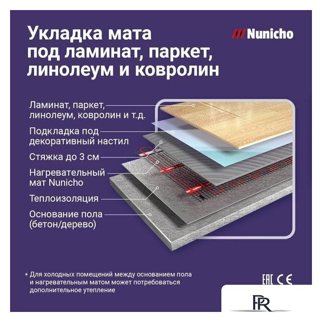 Нагревательный мат Nunicho Etalon SHP 600Вт с терморегулятором RТС 70.26 (4.0м2) - Изображение №13 — Интернет-магазин ПроЗаказ