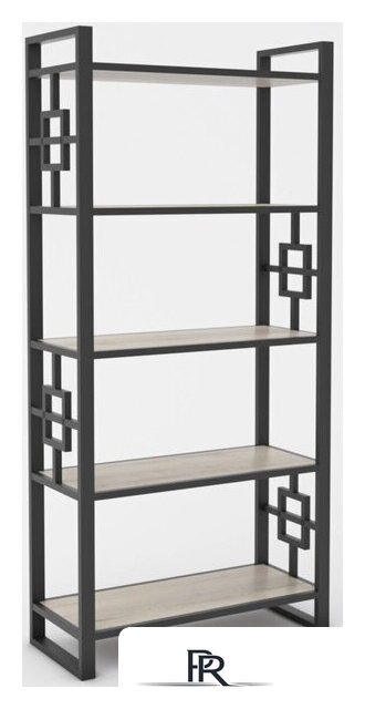 Стеллаж Hype Mebel Квадро 80x200 (черный/дуб галифакс натуральный) - Изображение №1 — Интернет-магазин ПроЗаказ