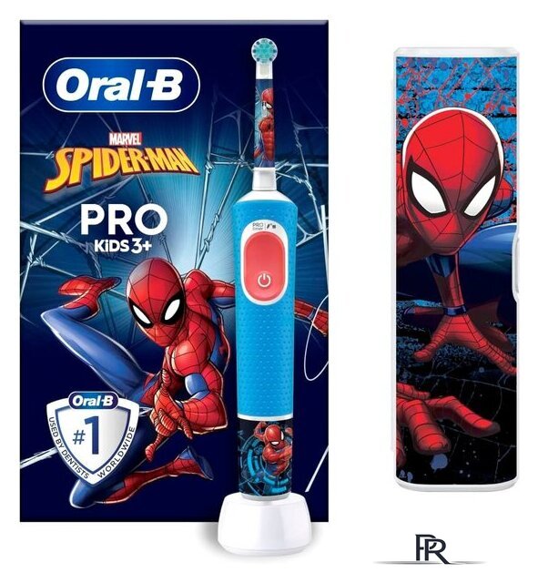 Электрическая зубная щетка Oral-B Vitality Pro Kids D103.413.2KX Spiderman с футляром - Изображение №1 — Интернет-магазин ПроЗаказ