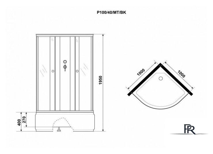 Душевая кабина Niagara Promo P100/40/MT/BK 100x100x195 - Изображение №9 — Интернет-магазин ПроЗаказ