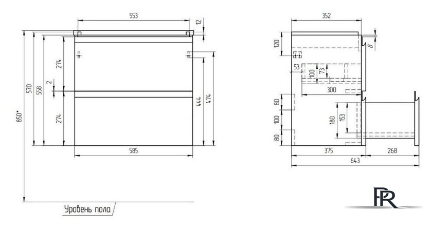  Cersanit Тумба под умывальник Moduo Slim 60 64125 - Изображение №9 — Интернет-магазин ПроЗаказ